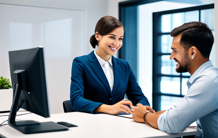 AI의 비용 절감 효과 사례 - **AI-Powered Customer Service:** "A modern office scene showcasing a friendly chatbot interface assi...