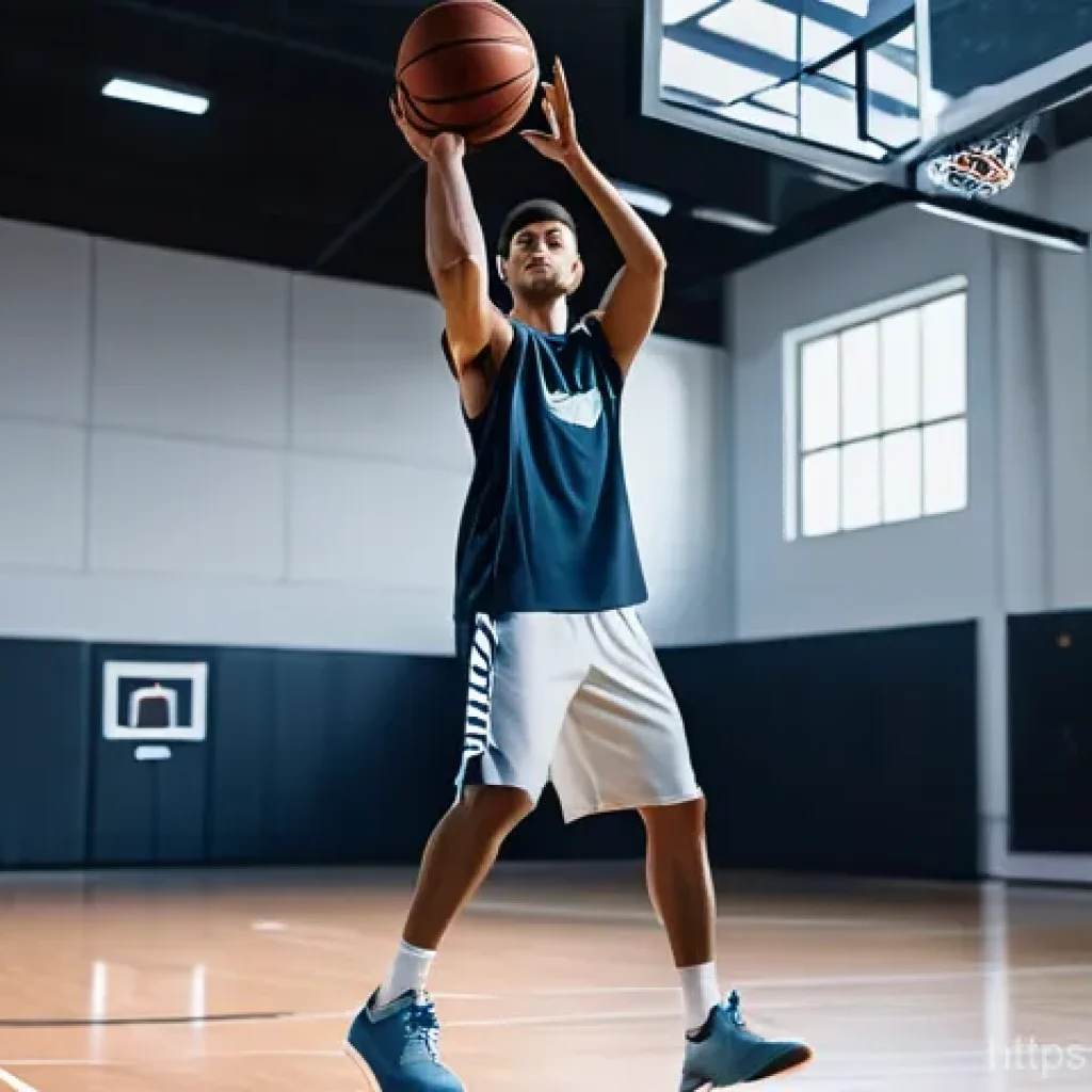 AI를 활용한 스포츠 데이터 분석 - **AI-Enhanced Basketball Training:** A male basketball player in his early twenties, dressed in a sl...