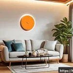 AI와 IoT의 결합으로 인한 혁신 - A modern smart home interior featuring advanced IoT devices such as a sleek smart thermostat mounted...