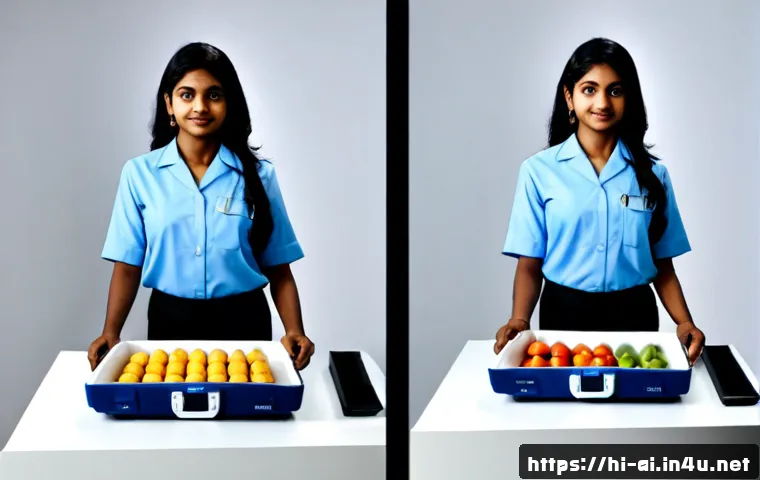 Home 17 AI 기반 이미지 인식 기술 비교 - Photorealistic side-by-side comparison scene in a modern Indian technology lab, two identical camera...